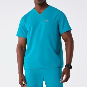 Figs Leon Three-Pocket Scrub Top Teal Men’s Size XL